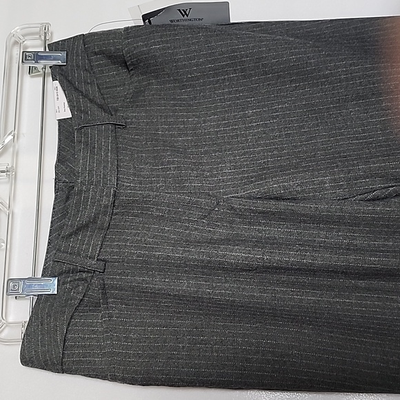Gray Modern Fit Trouser Leg Petite Stripe Pants 4P - Picture 4 of 8
